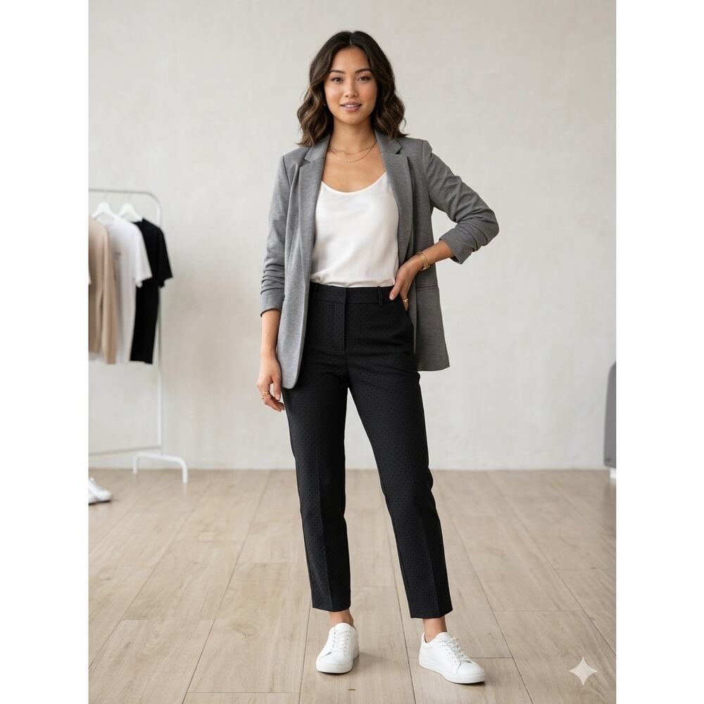 Loft Black Textured Polka Dot Ankle Pants Size 10 - Picture 9 of 10